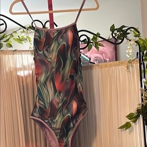 Green and Purple One-Piece Swimsuit